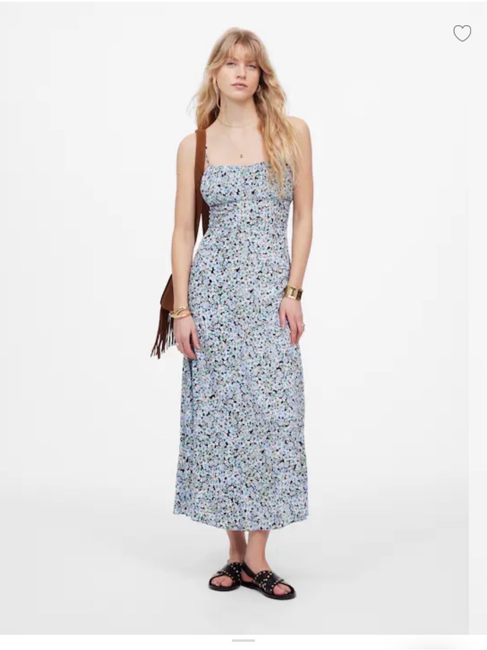 Madewell Blue Floral Square-Neck Maxi Dress
